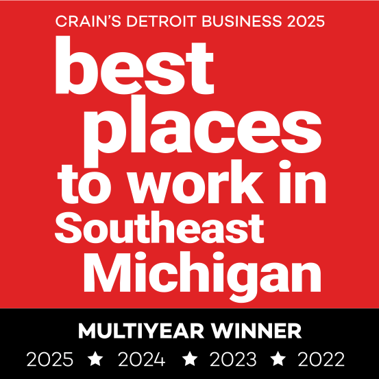 Crain's Detroit Business 2025 best places to work in Southeast Michigan multiyear winner.