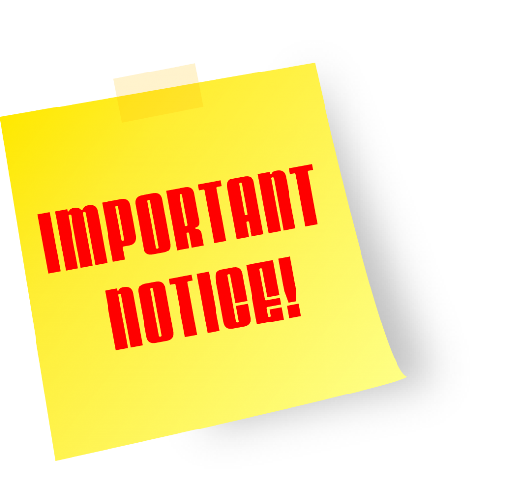 Importnat Notice Sticky Note