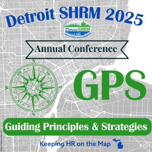 Detroit SHRM 2025 Annual Conference flyer with guiding principles and strategies theme.