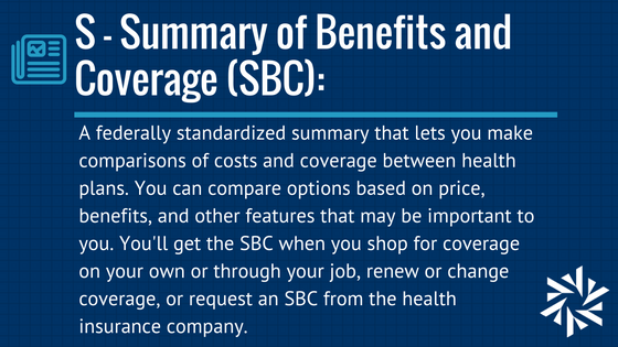 summary of benefits and coverage SBC definition health care glossary